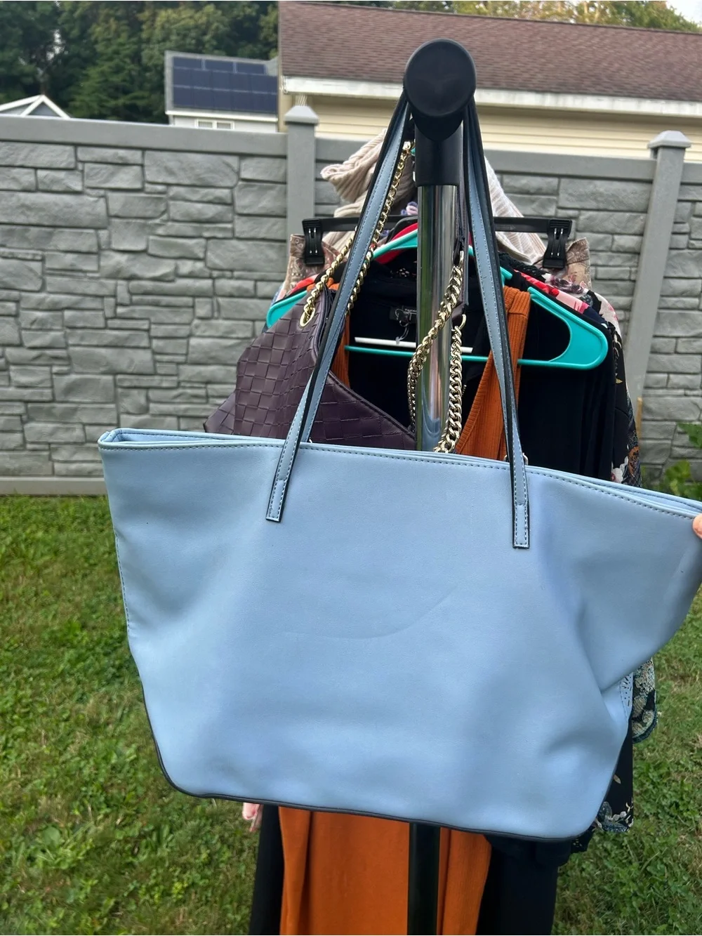 Nine West Powder Blue Laser-Cut Tote